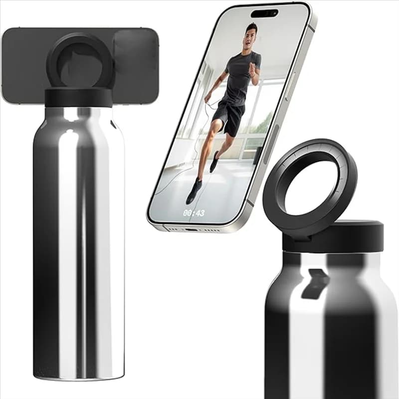 Nuovo Arrivo: Bollitore da 720ML con Supporto Magnetico per Telefono, Tazza in Acciaio Inox 04, Bollitore per Auto