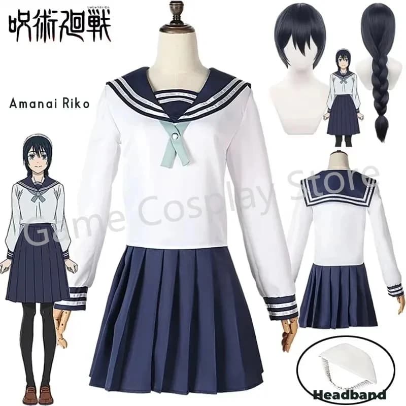 A;3\v,7'd/ABC123Amanai Riko Cosplay Jujutsu Kaisen JK Uniform Dress for Girls Accessories Japanese Anime Costume Sailox;4'v\6,b/