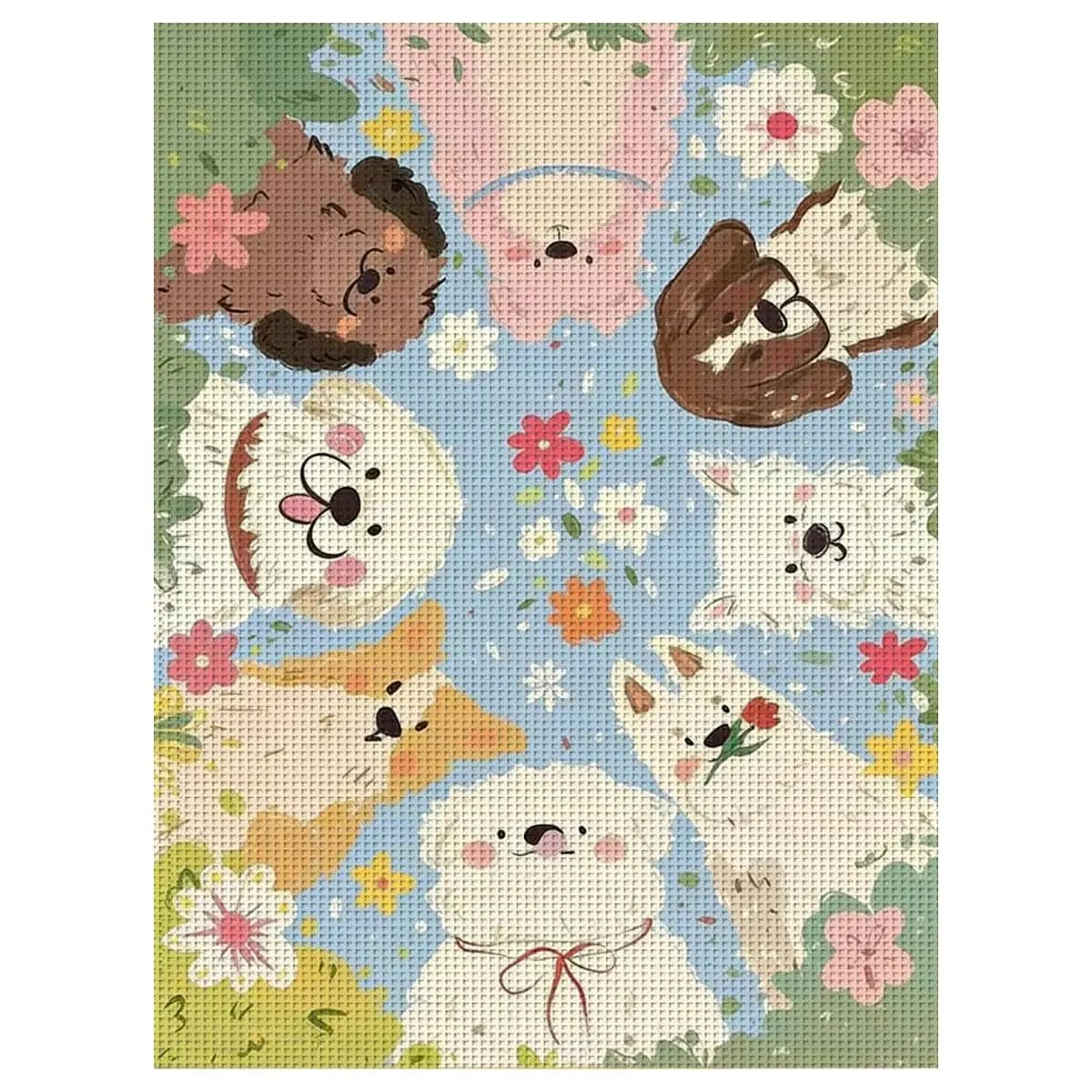 1pc 30X40CM/11.8*15.74inch Dogs stamped cross stitch kit DIY kit 11CT/14CT DIY Embroidered set DIY Cross-Stitch Set accessories
