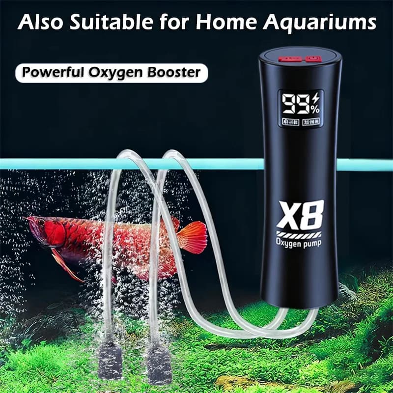 Aquarium Fish Tank Oxygen Pump Charging Air Pump Double Purpose Lithium Battery USB Portable Fishing for Home Mute Outdoor