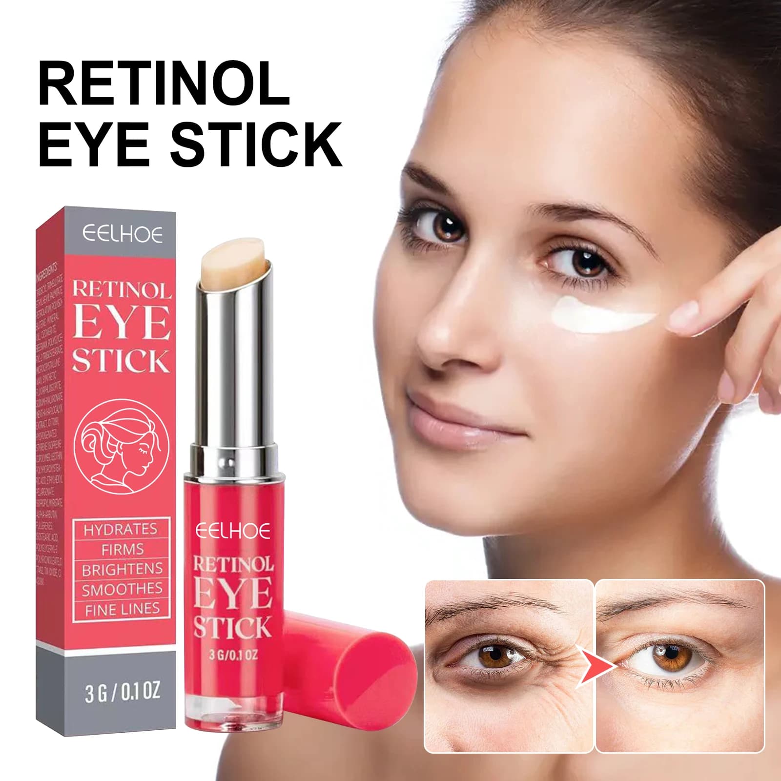 EELHOE Retinolo Crema per gli occhi Stick Rassodante Linea sottile Riparazione Ringiovanimento della pelle degli occhi Crema idratante per gli occhi Cura degli occhi