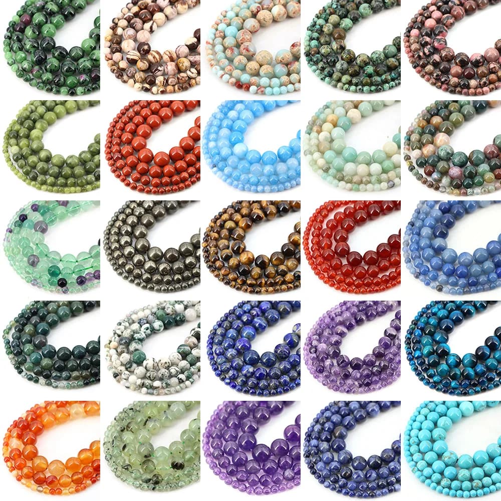 Natural Stone Beads Blue Tiger Eye Crystal Amethyst Rose Quartz Beads of precious stones for creating jewelry Bracelet 4/6/8 /10 MM