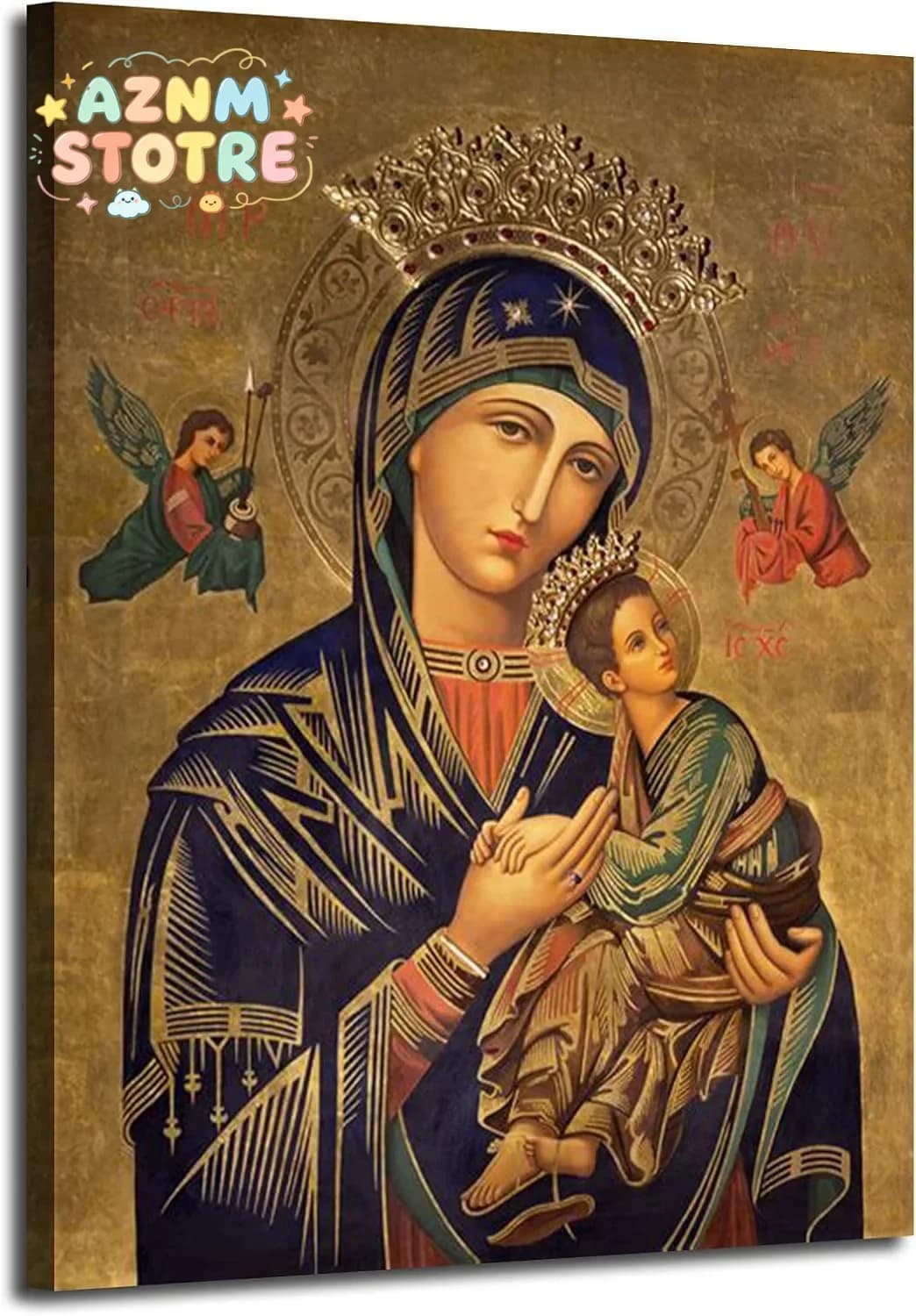 Russian Orthodox Icon Picture Our Lady of Perpetual Help Wall Decor Mother Mary Icon Wall Art mary and Jesus Poster Mary Reli