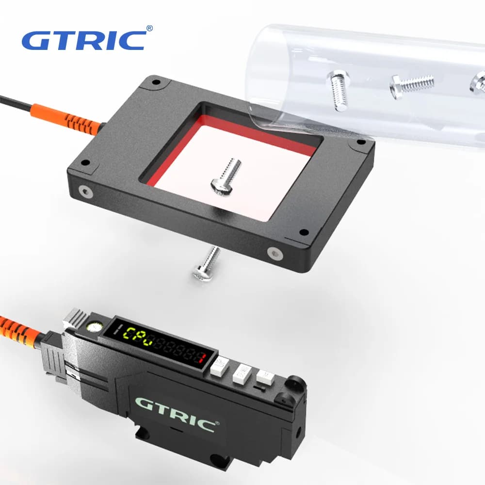 Sensore a fibra ottica GTRIC Tipo finestra 12-24V DC 20*20mm 50*50mm 120*120mm Interruttore fotoelettrico ottico per rilevamento di chiusura