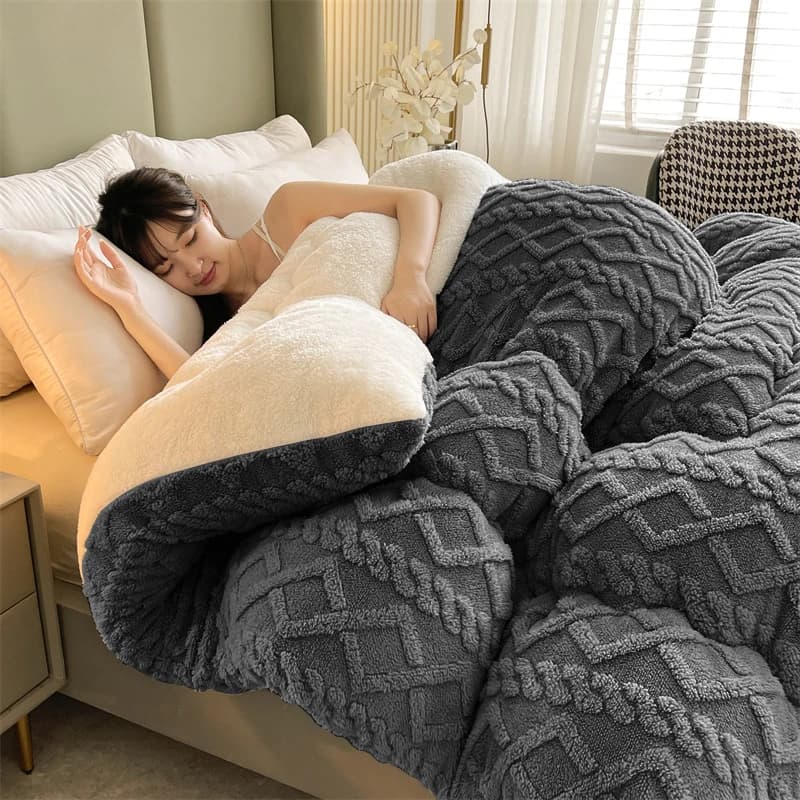 Tafu velvet+lamb wool fat blanket, warm and thick blanket for winter, universal for 4 seasons, suitable for various scenarios such as hotels, bedrooms, guest rooms, etc