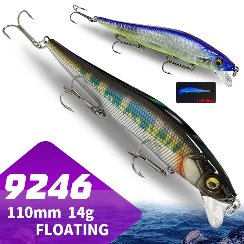 Esca Artificiale Galleggiante Minnow 110mm 14g, Esche Rigide per Pesca al Luccio e Trota, Jerkbait Professionale 9246