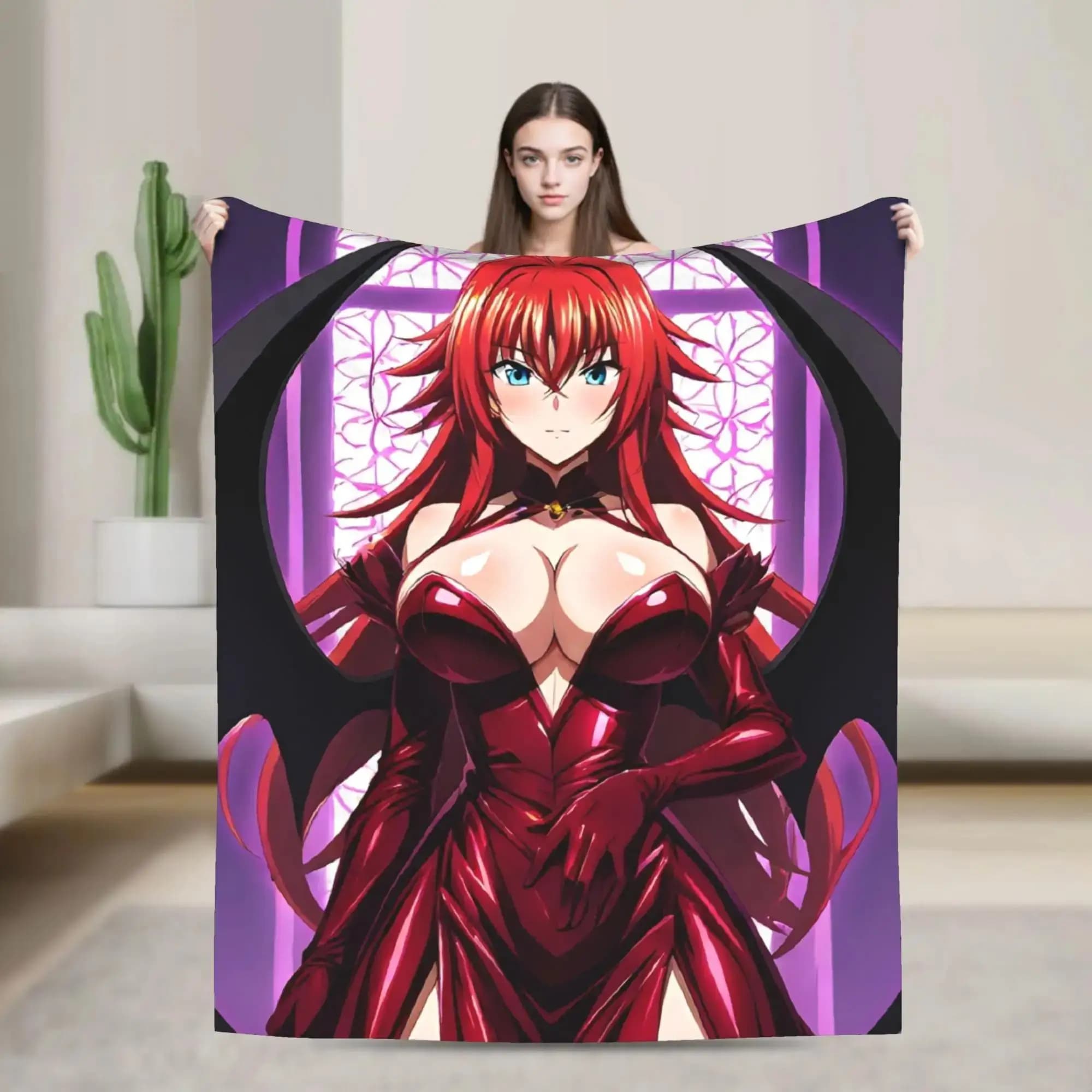 Coperta in flanella Rias Gremory da High School DxD Anime per divano letto, decorazione per la casa, copertura estetica
