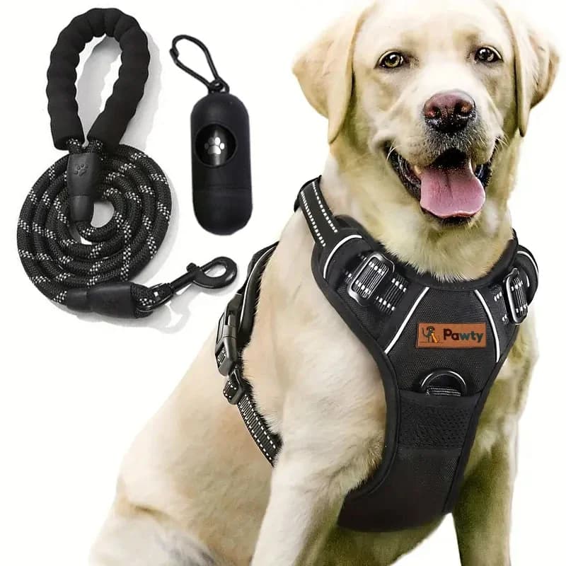 Leash Rope and Harness No-Pull Dog Harness Leash Set Adjustable Reflective Pet Vest for Outdoor WalkingSmall Medium Large Breeds