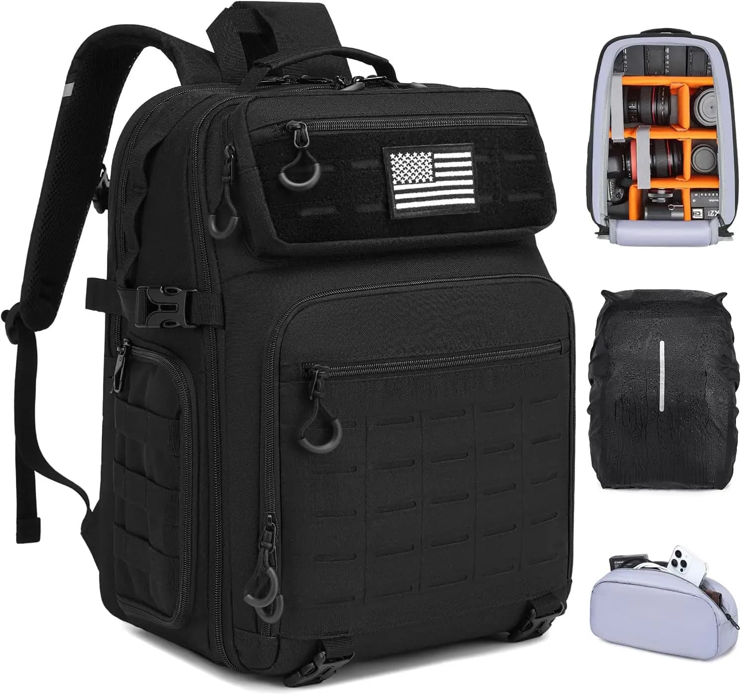 Zaino per fotocamera professionale, borsa impermeabile DSLR/SLR/Mirrorless con supporto per treppiede e scomparto per laptop da 15,6'