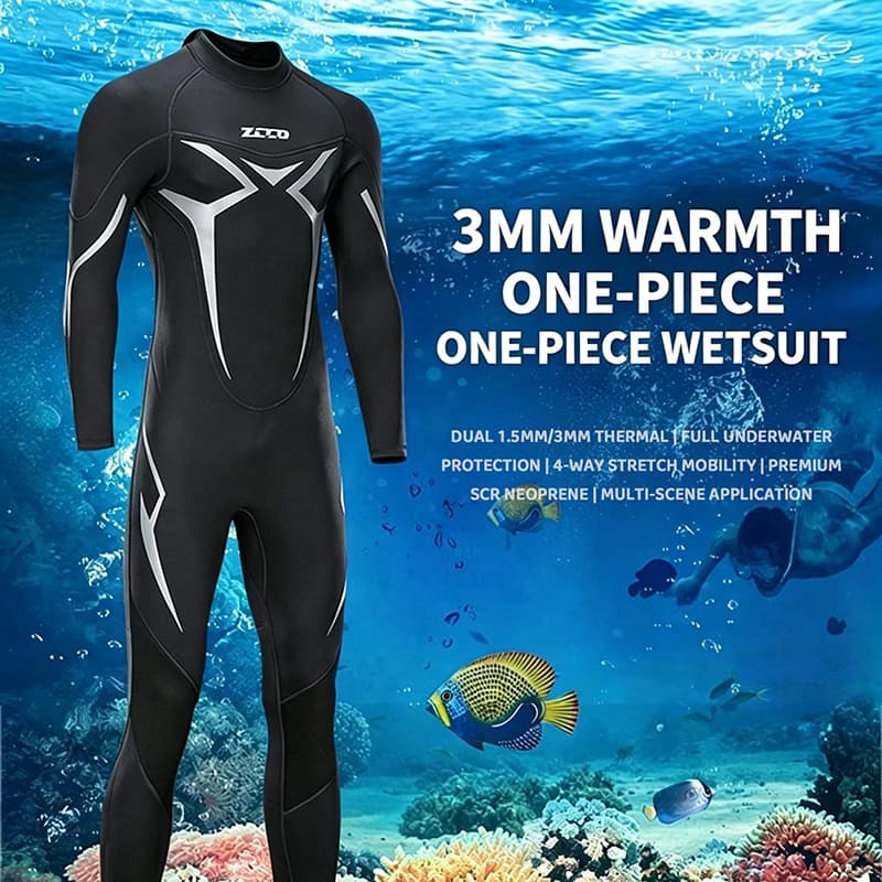 Muta subacquea in neoprene SCR da 1,5 mm/3 mm da uomo, muta da immersione calda e ispessita elasticizzata in 4 direzioni, anti-UV e antigraffio per immersioni subacquee e snorkeling