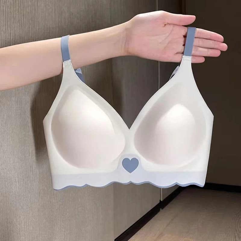Top Reggiseno da donna antitraccia senza anello in acciaio che raccoglie la sezione sottile della biancheria intima da donna comoda e piccola anti-cedimento
