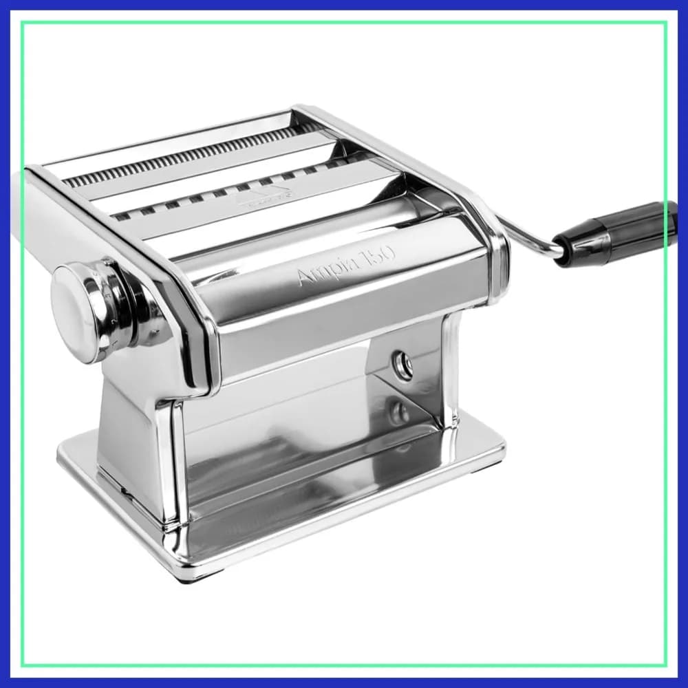 Macchina Classica Manuale per Pasta, Acciaio Cromato, 150mm, Produce Lasagne, Fettuccine e Tagliolini