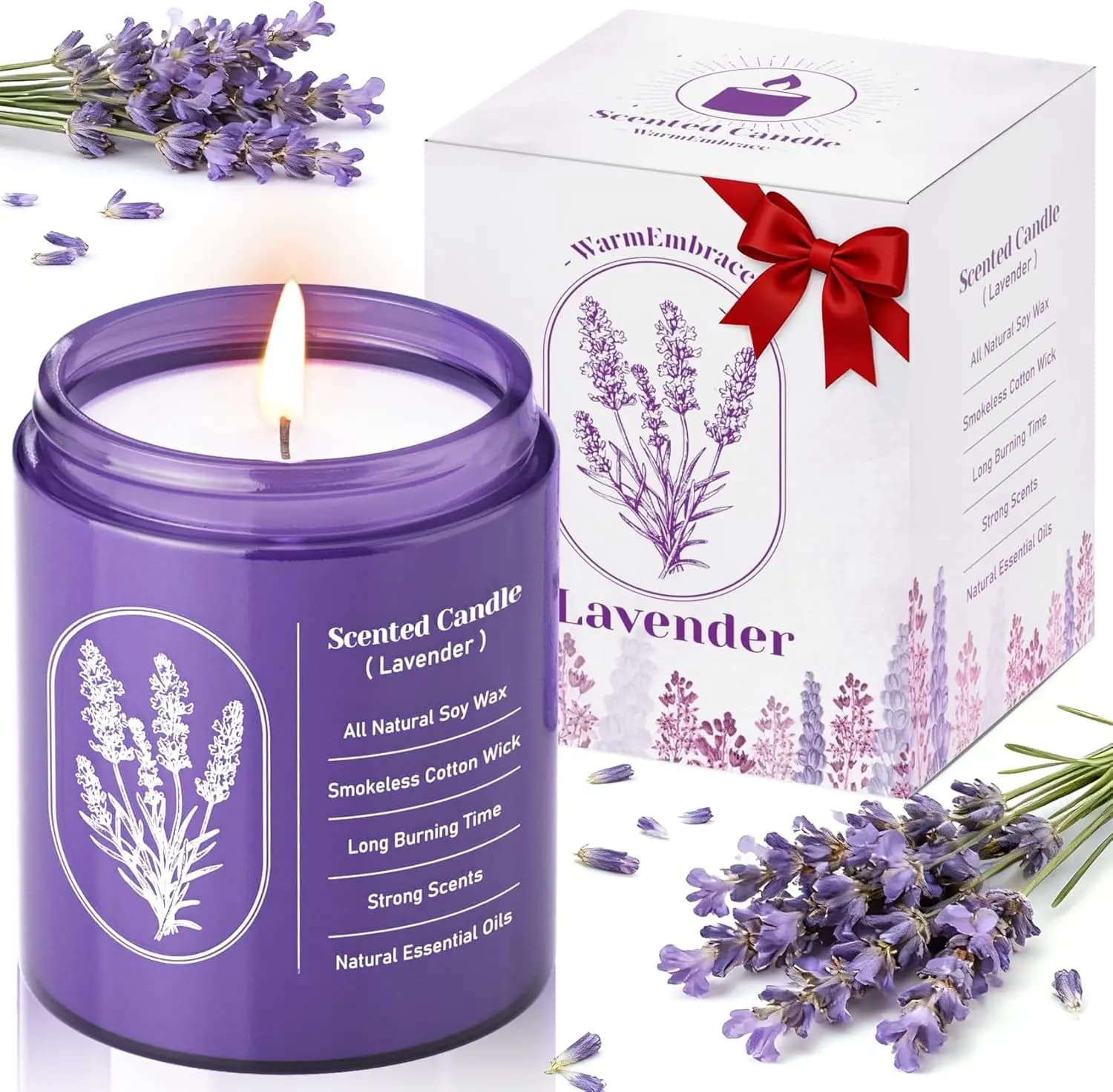 Soy Candles Perfumed at Lavender, 7.5 oz Highly Perfumed for Home, Birthdays and Gifts for Women