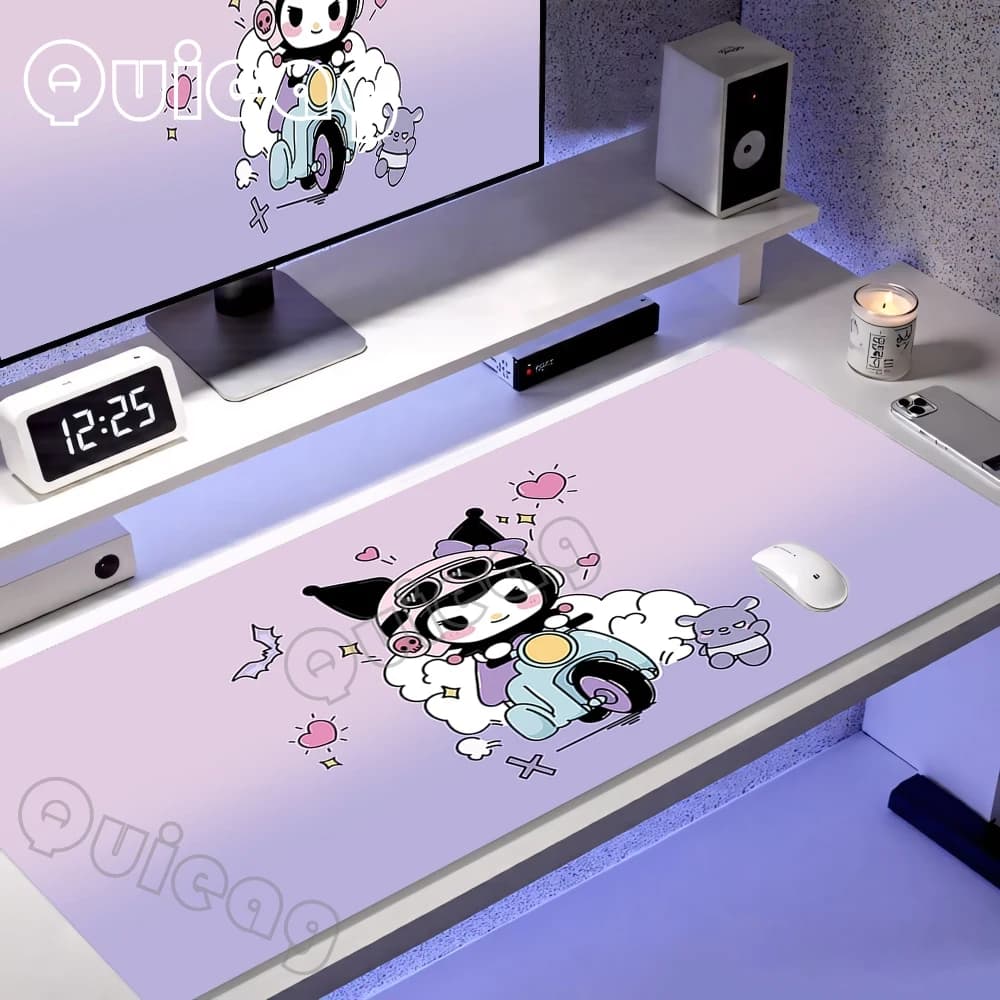 PC Accessories Gamer Alfombrilla Computer Desk Mat Purple Cartoon Kuromi Xxl Mouse Pad Laptop Gaming Keyboard Pink Mousepad