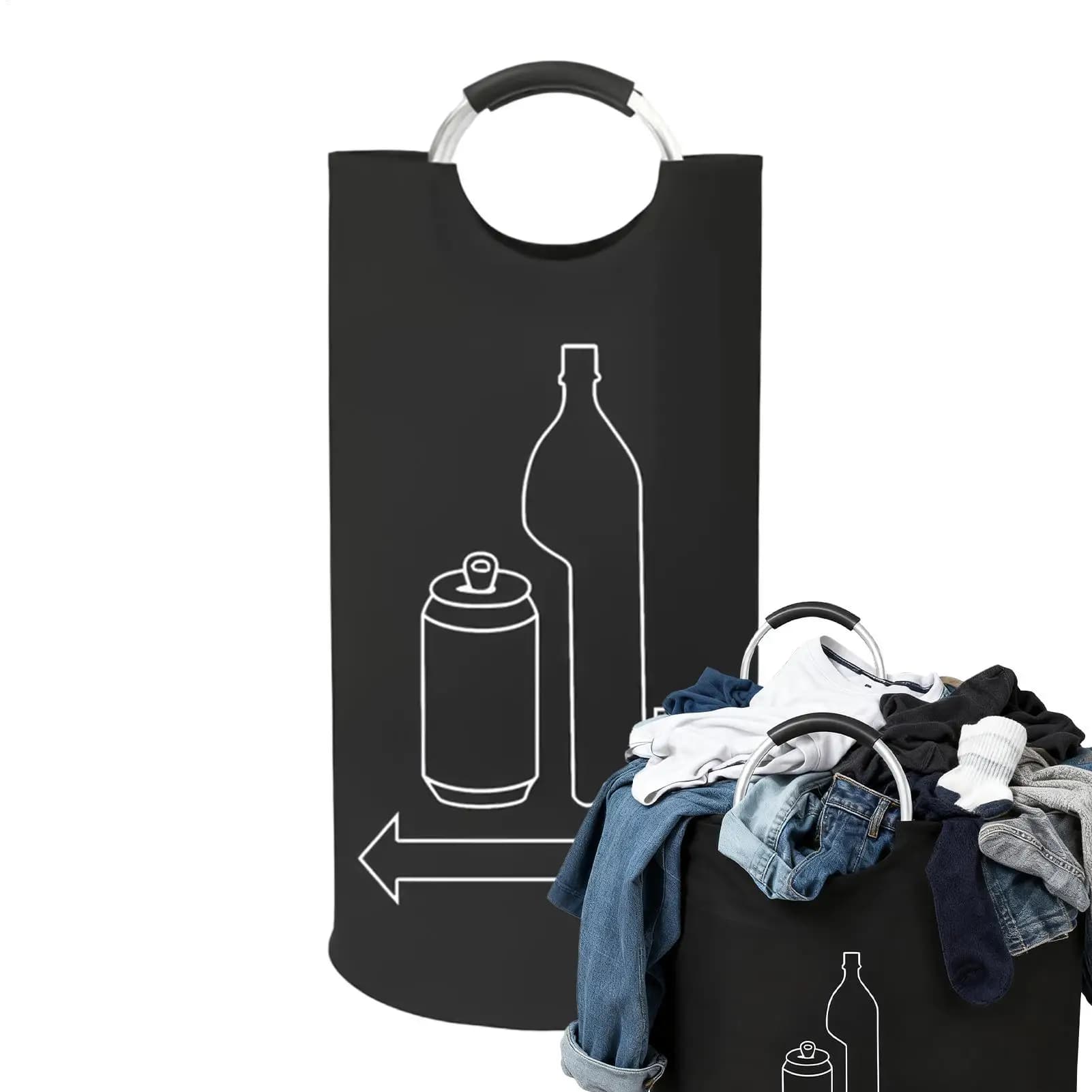 115L Large Capacity Storage Bags Bottles Collection Container With Handles Indoor Can Glass Recycling Bin For Kitchen Home