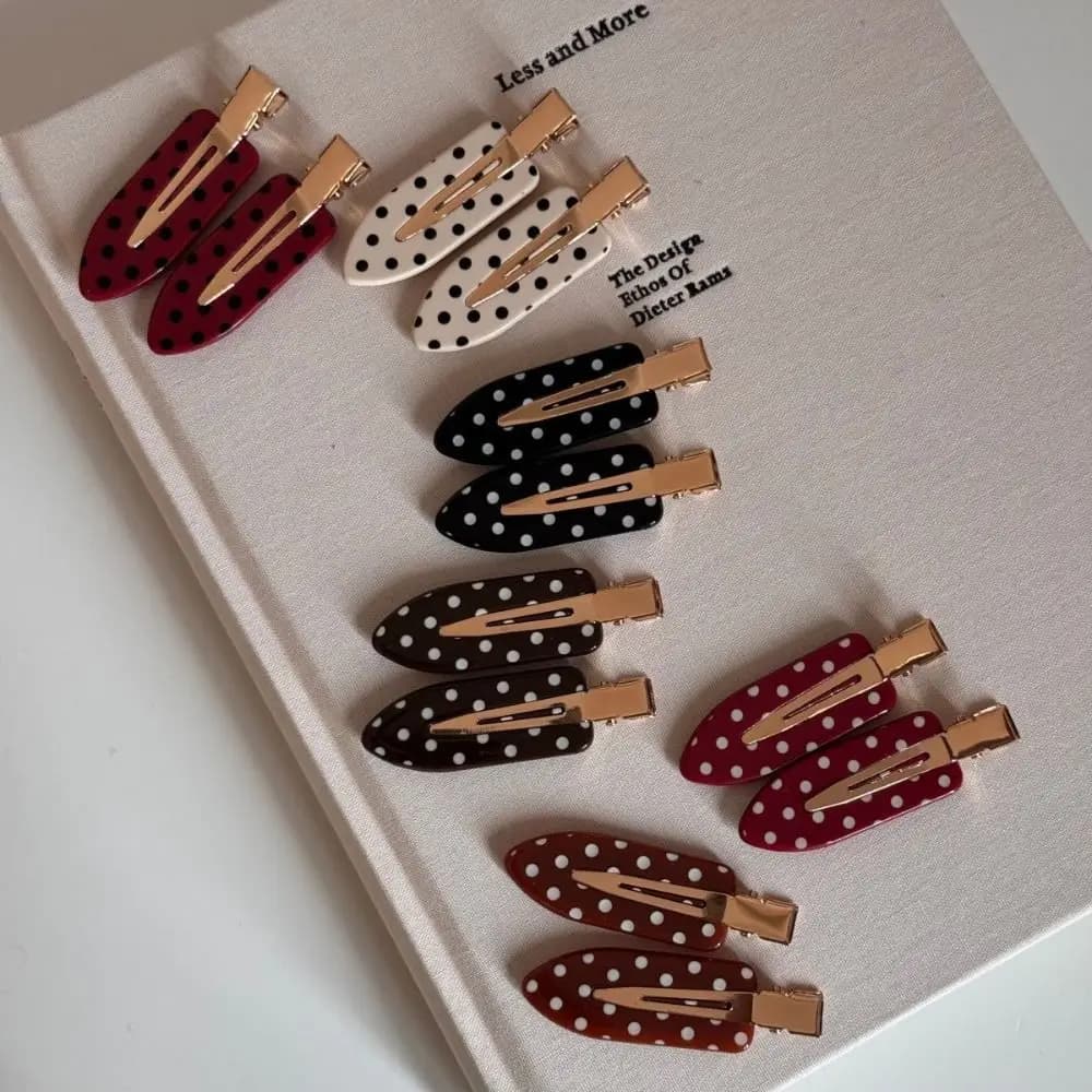 Retro Black White Polka Dot Hair Clip Acetic Acid Elegant Cute Barrette Wave Point Minimalist Design Side Clip Daily Wear