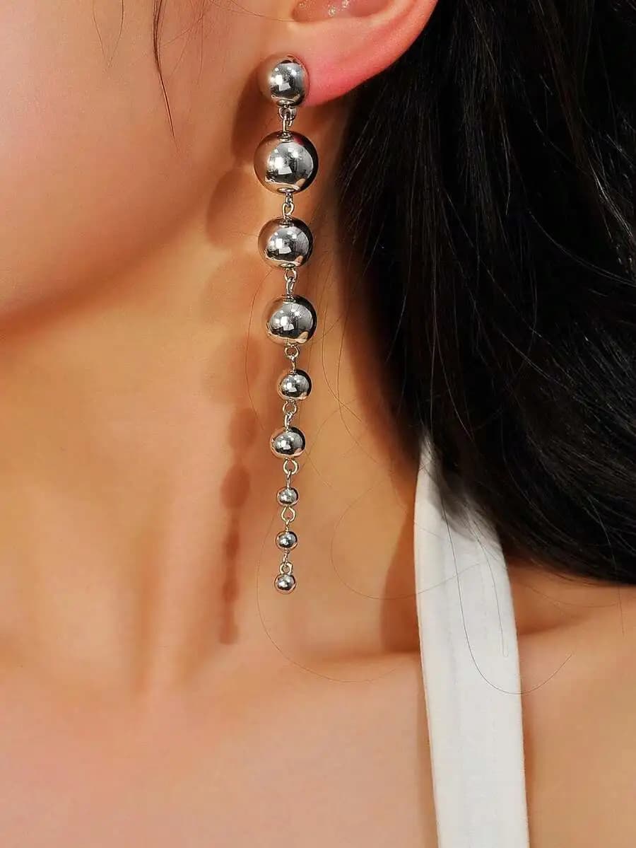1 pair elegant oversized pearl-style pendant earrings