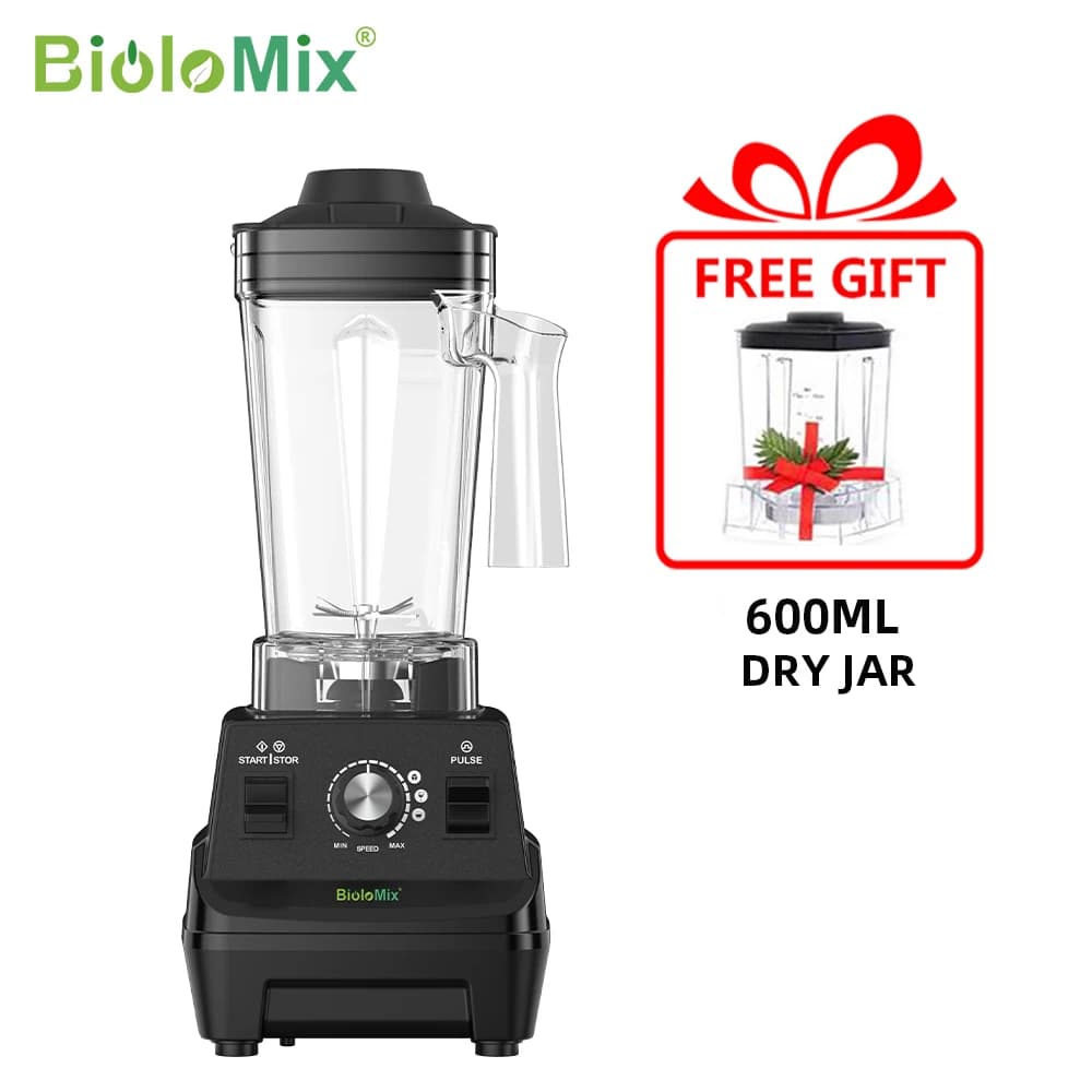 BioloMix Mini Pro 1800W frullatore per frullato ad alta potenza senza BPA 1.8L e 0.6L doppio barattolo spremiagrumi per miscelatore da cucina ad alte prestazioni