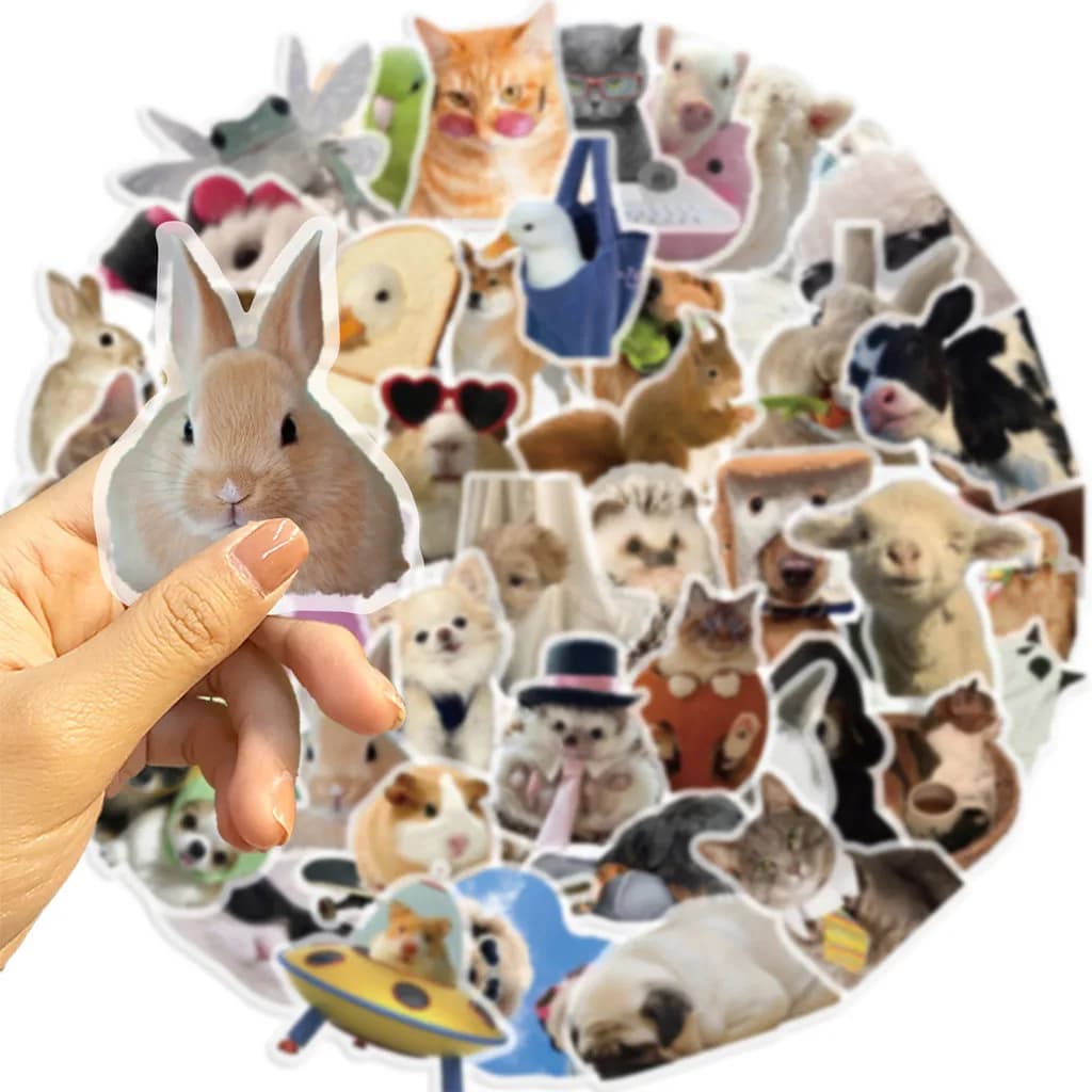50 pezzi simpatici animali domestici doppi adesivi in PET trasparenti impermeabili decorazioni fai da te per diario/bottiglia d'acqua/custodia del telefono registrazioneYourLife Store
