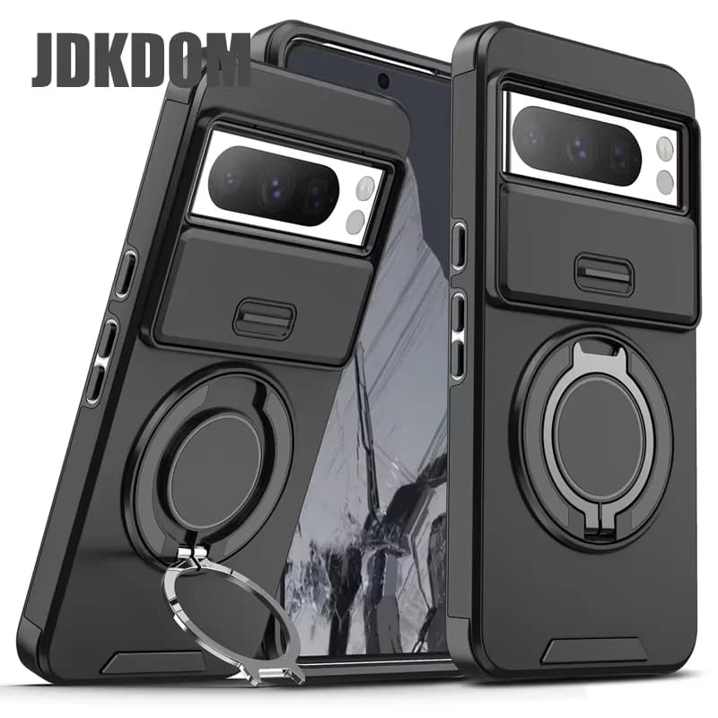 JDKDOM Custodia con finestra push con staffa antiurto per Google Pixel 10 Pro XL Cover per Google Pixel 9 9A 8A 8 7