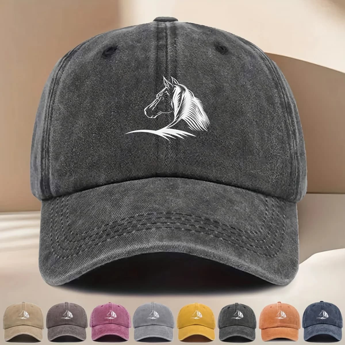 Berretto da baseball con stampa cavallo da donna 1 pezzo, design elegante testa di cavallo, tessuto tessuto resistente, cappello casual per tutte le stagioni, adatto per i viaggi