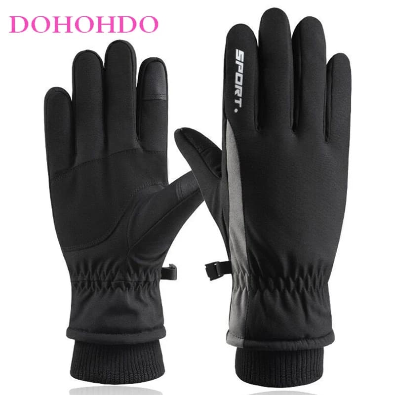 Guanti neri Uomo Donna Guanti touch-screen invernali Guanti da equitazione antivento impermeabili da esterno Guanti da moto in velluto Guanti
