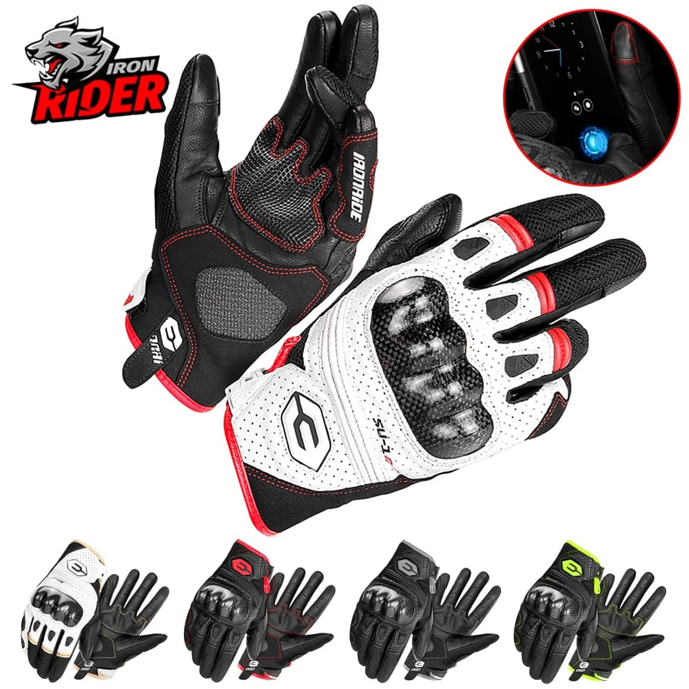 Guanti da Moto per Uomo, Guanti Sportivi da Esterno, Guanti da Motocicletta Fuoristrada Antiurto Traspiranti con Touch Screen e Dita Intere