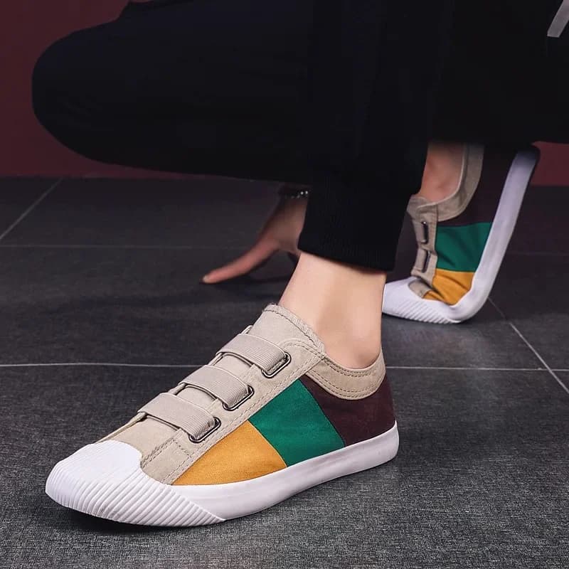 Sneakers in Tela alla Moda per Uomo, Scarpe Casual Traspiranti con Fibbia, Mocassini Estivi e Autunnali, Scarpe da Uomo di Design