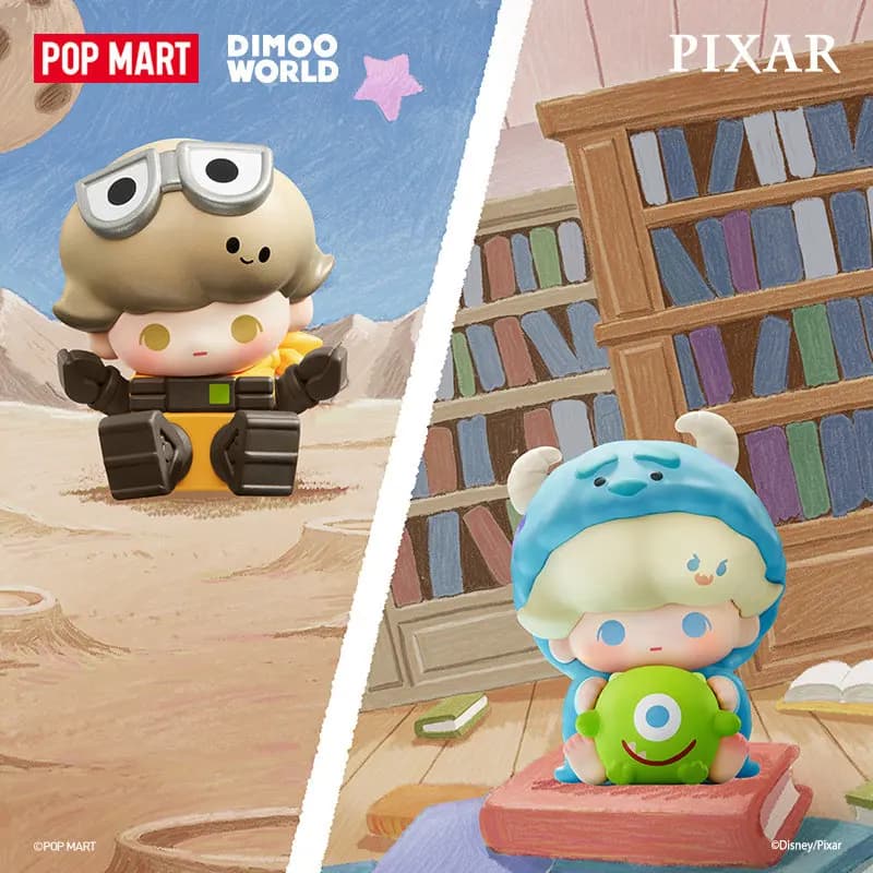 POPMART POP BEAN DIMOO WORLD PIXAR Series Mini Doll Blind Box Doll Toys Mystery Box Desktop Ornaments Collection Anime Action