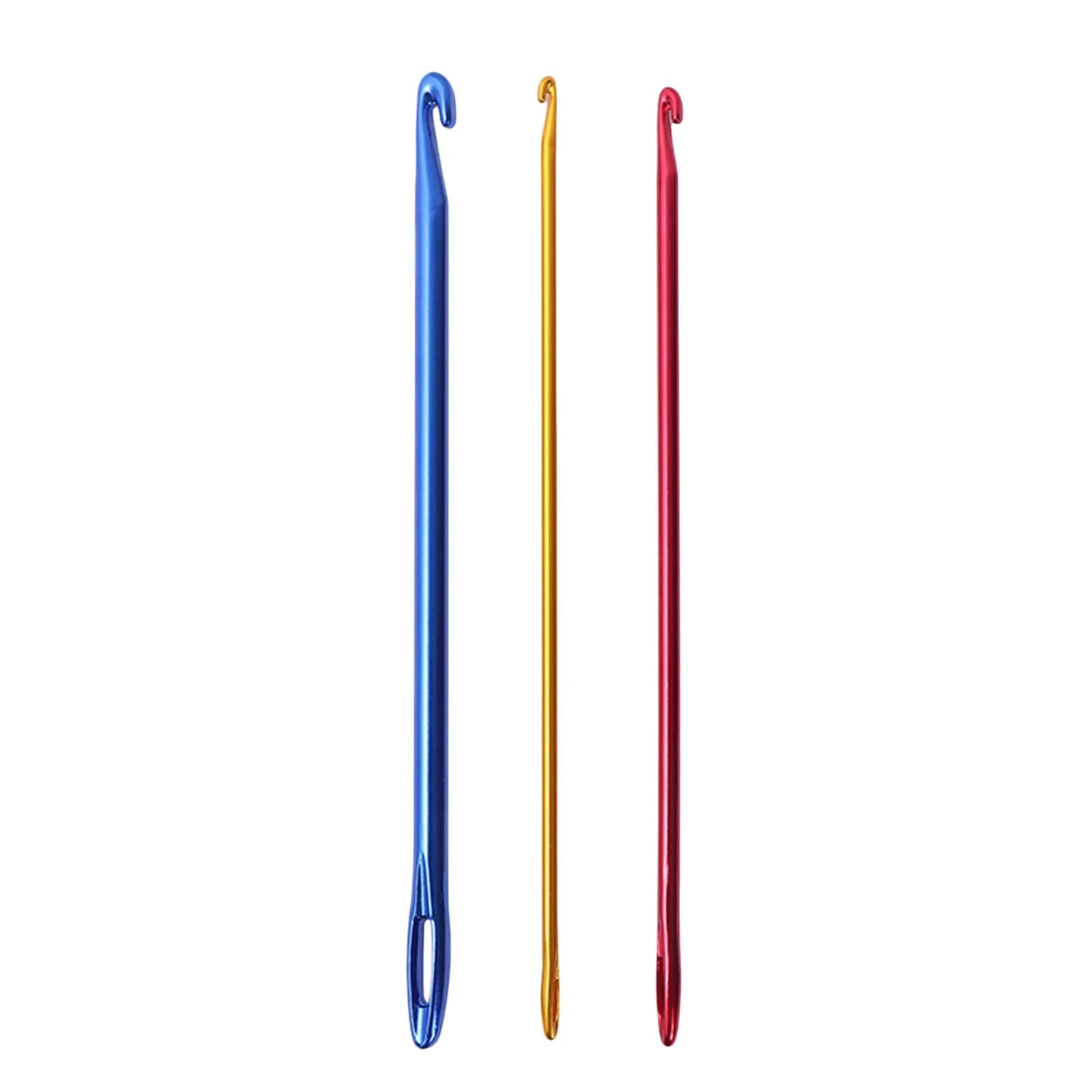 Aluminum Crochet Hook Set 3 Pack Knitting Needles with Eye Hole Ergonomic Lightweight Craft Tool Sewing