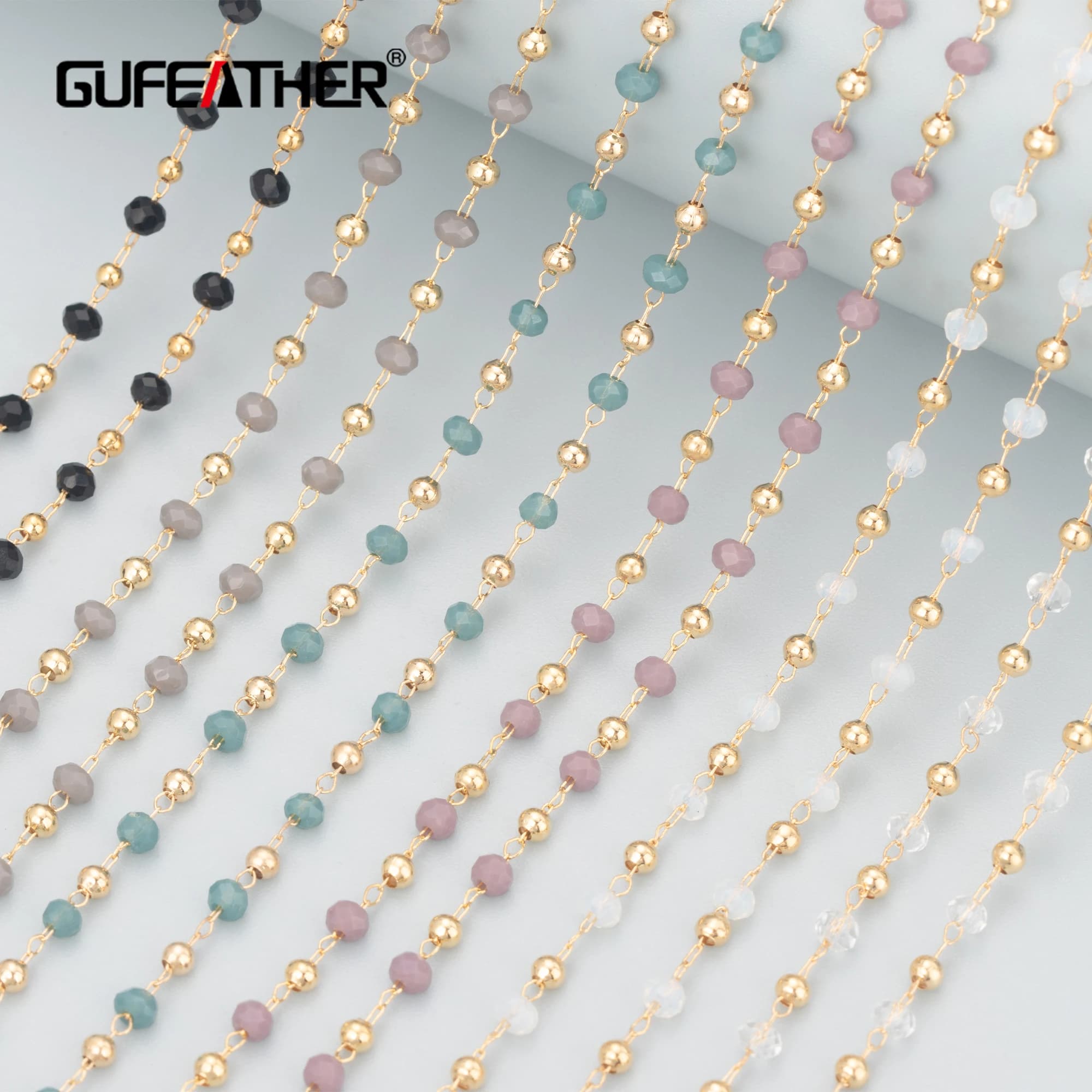 GUFEATHER C184, DIY chain, REACH pass, nickel-free, 18k gold plated,black,pearl,handmade,made bracelet DIY,creation of jewelry,1 m/lot