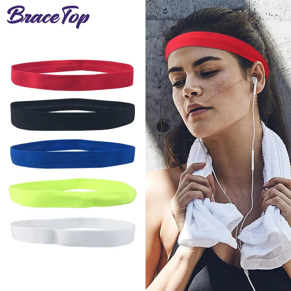 5 colori Sport Fascia per capelli Fascia per la testa da corsa Fasce per capelli elastiche antiscivolo per il sudore Fasce per bici Fasce per capelli per donne e uomini