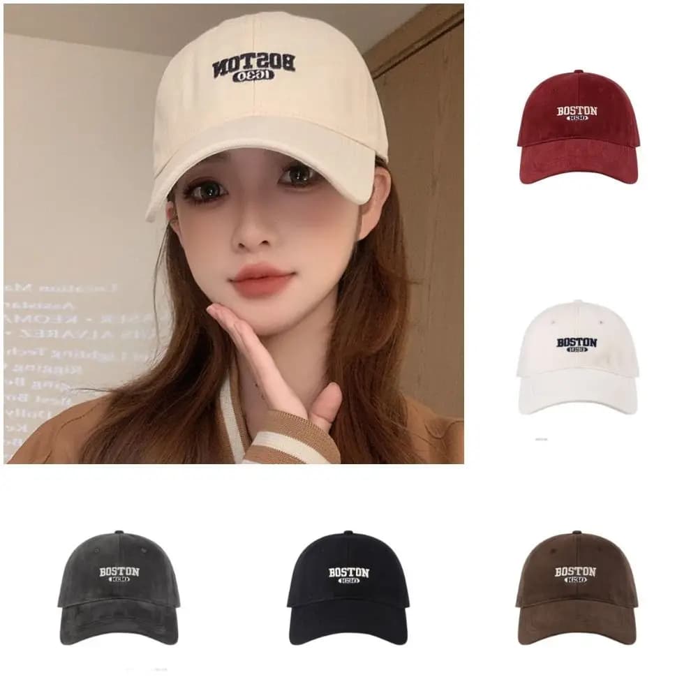 Trendy Letter Embroidery Baseball Cap Wide Brim Big Size Peaked Cap Korean Style Casual Curved Brim Hat Men