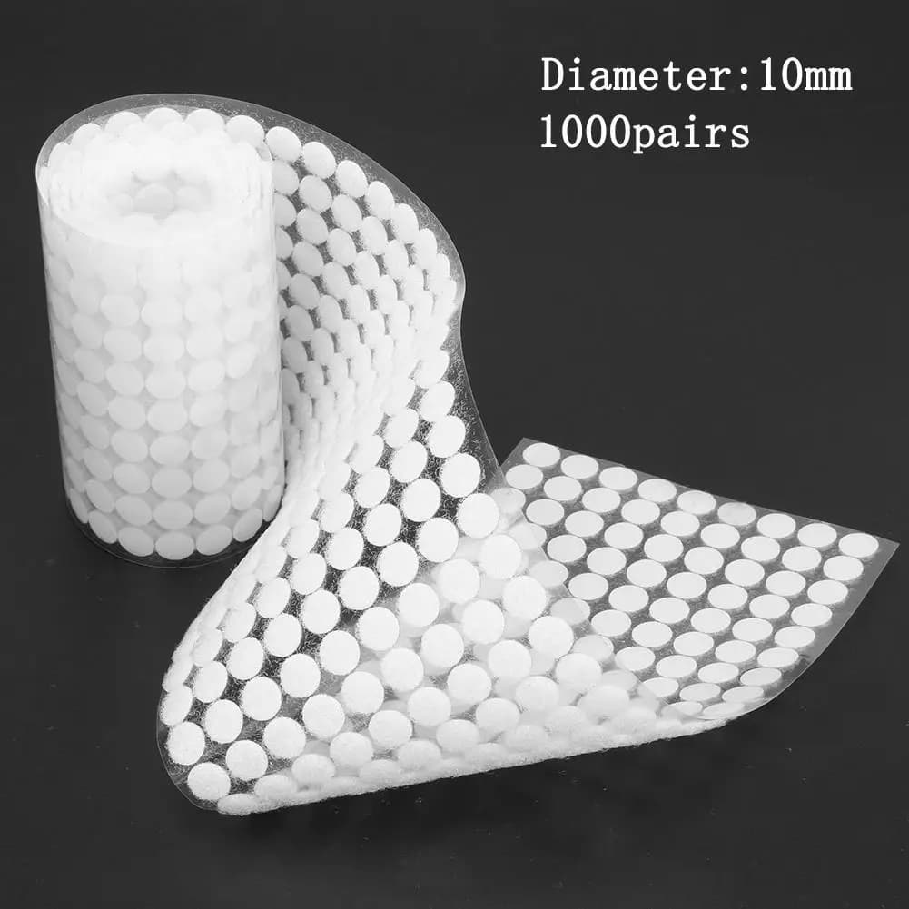 1000 paia di nastro di fissaggio autoadesivo nastro con gancio e anello punti adesivo monete rotonde in nylon colla forte nastro con gancio bianco 10/15mm