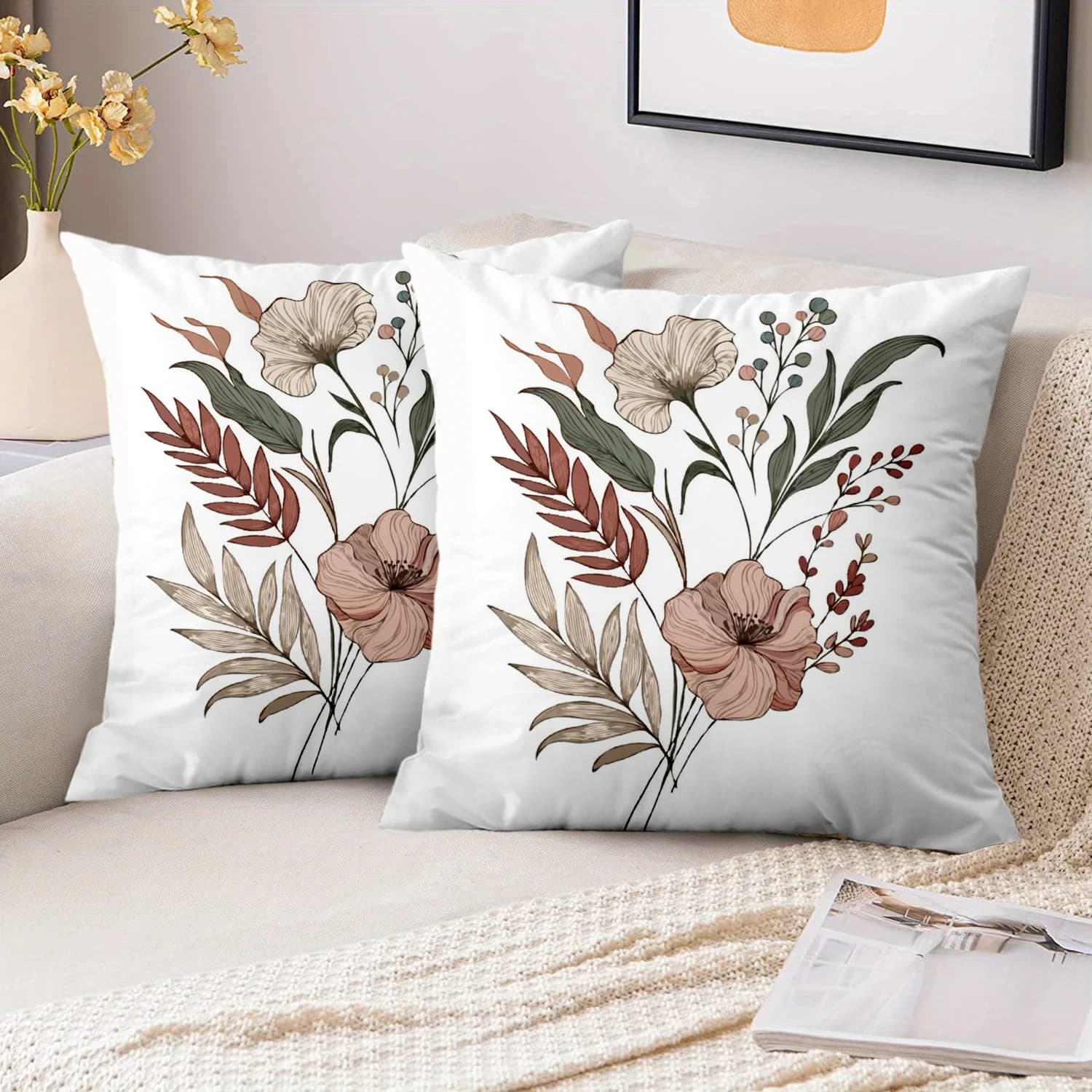 1 Pieces Bohemian Vintage Floral Throw Pillow Covers Pattern Cushion Cover Suitable for Sofa Bedroom Car Pillow Cover