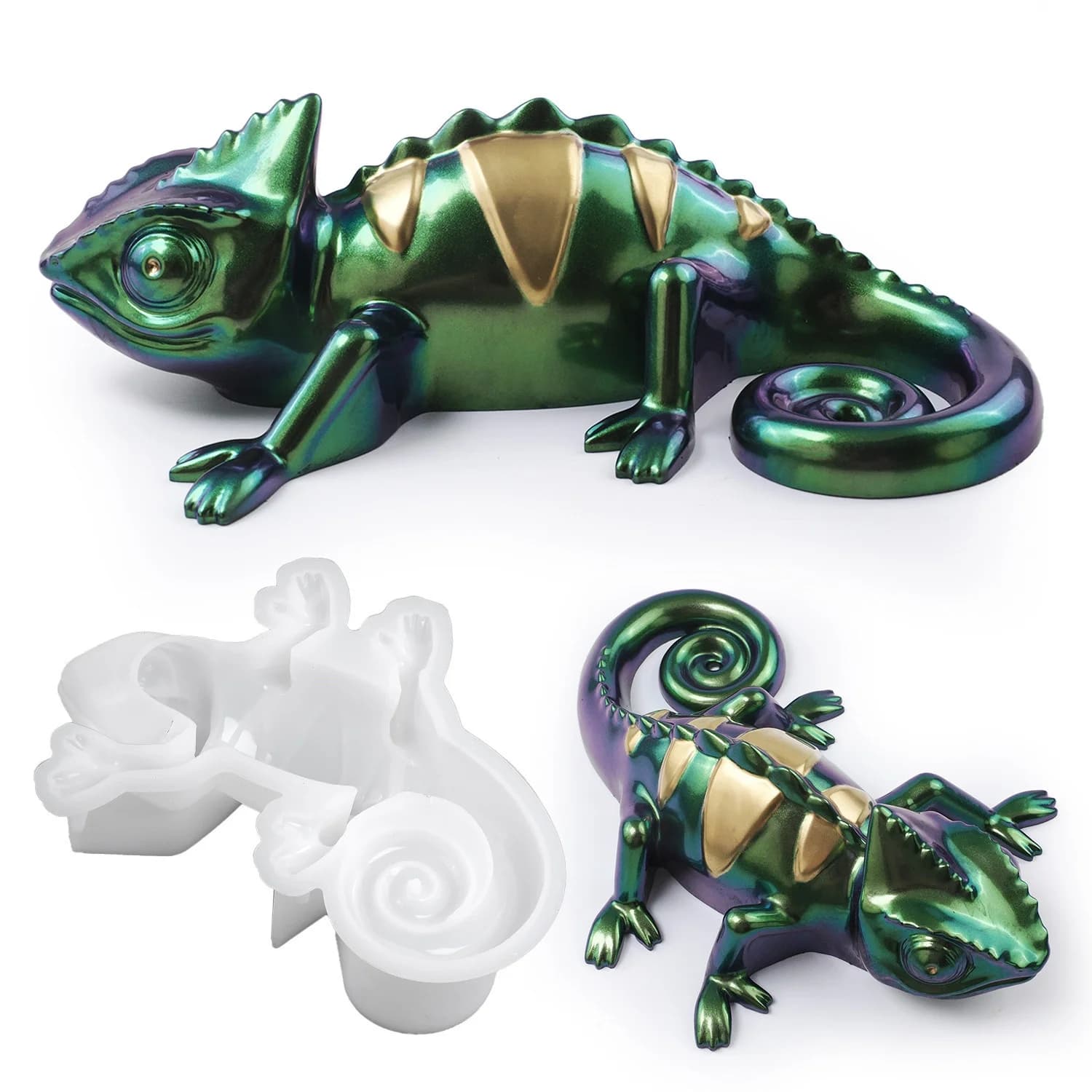 Stampo in resina epossidica di cristallo fai-da-te camaleonte lucertola rettile animali ornamento specchio stampo in silicone stampi per gioielli in resina