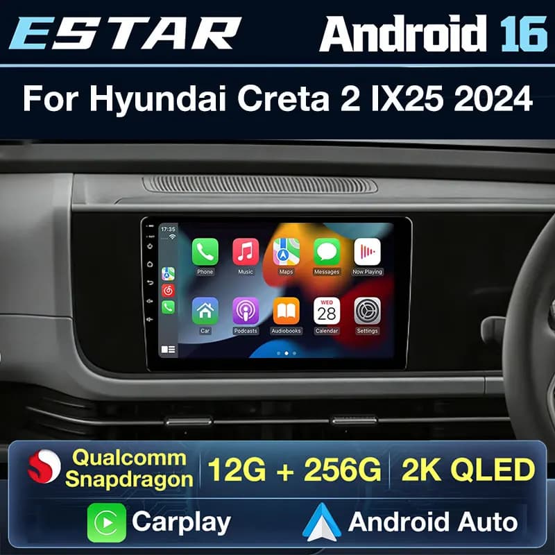 Autoradio Wireless Carplay Android 16 per Hyundai Creta 2 IX25 2024, Lettore Video Octa Core, DTS, Telecamera 360, WIFI, DSP, BT, Stereo, RDS