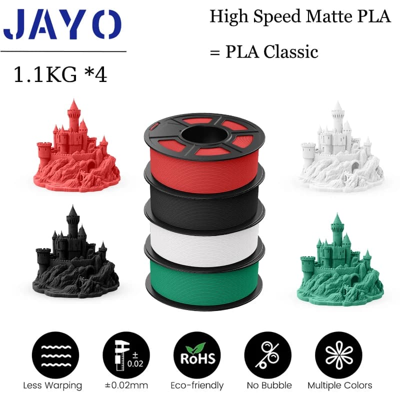 JAYO PLA Classic 4KG 3D Printer Filament 1.75mm HSM PLA High Tenacity Opaque Filament Set for 3D FDM Pen 3D DIY Gift