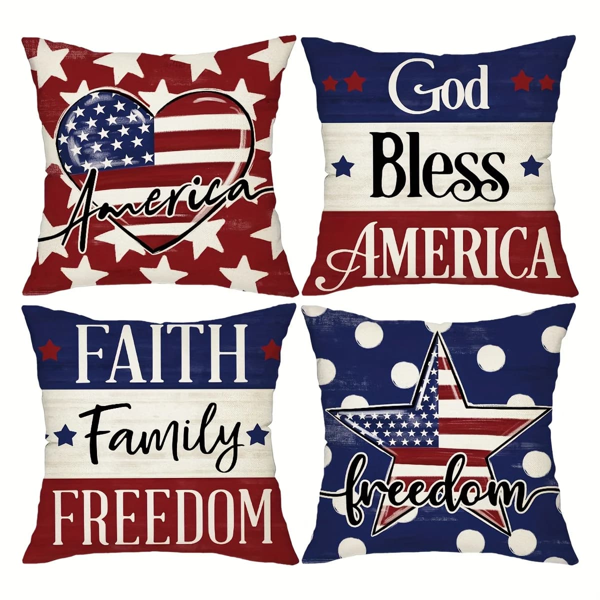 4 fodere per cuscini patriottiche con stampa bandiera, in poliestere, 45x45 cm, per casa, fattoria, divano, decorazioni da esterno