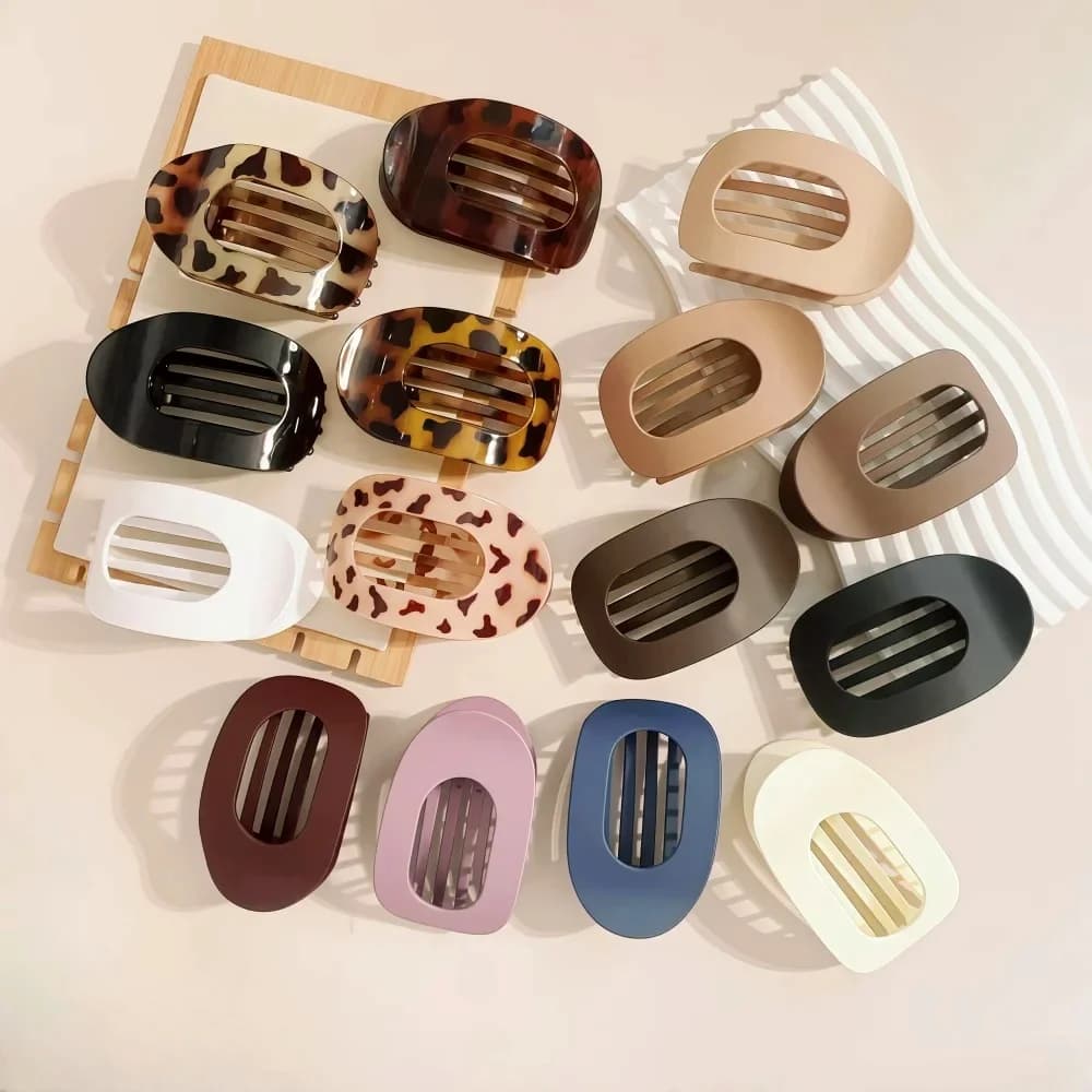 PC Hair Claw Clip for Women New Design Leopard Matte Curved Flat Styling Barrettes Acrylic Lying Down Hair Accessories