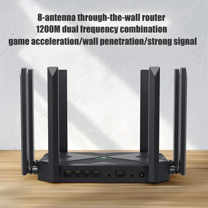 Router wireless 1200Mbps Router booster Supporto AP Ripetitore WiFi a banda larga Amplificatore di segnale Home Office con firewall 8 antenne