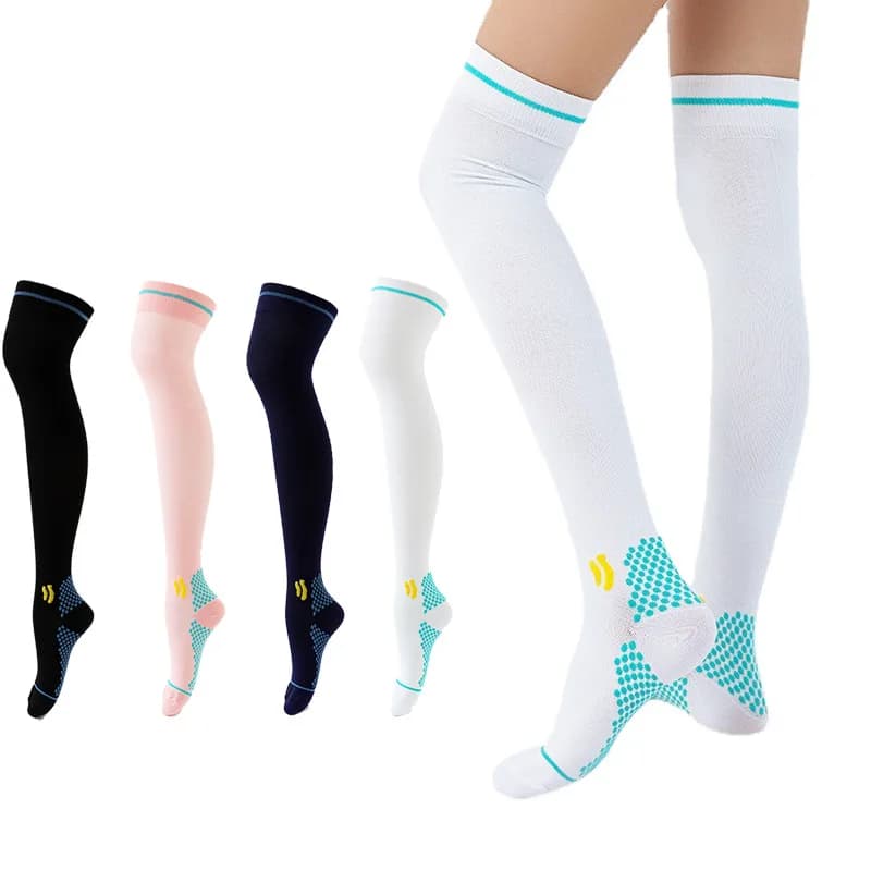 Calzini sportivi allungati per esercizi al ginocchio calzini per la forza muscolare Unisex corda per saltare all'aperto calzini da ciclismo da corsa ginocchio lungo