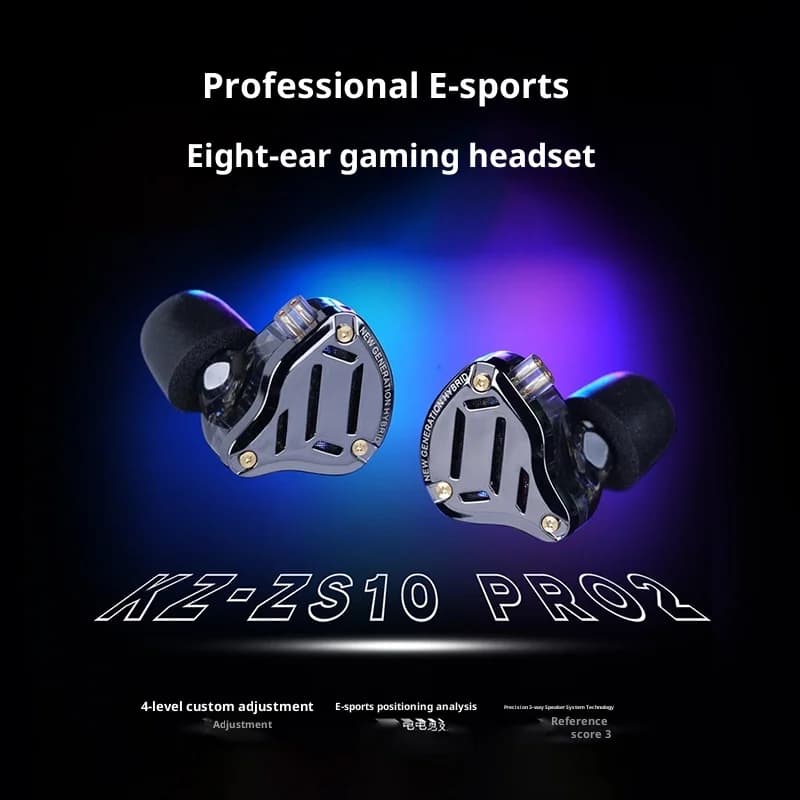 Auricolari da gioco Kz Zs10 Pro 2 In-Ear con 10 driver ibridi (Dynamic Balanced Armature) Hi-Fi, cuffie cablate per eSports e live streaming