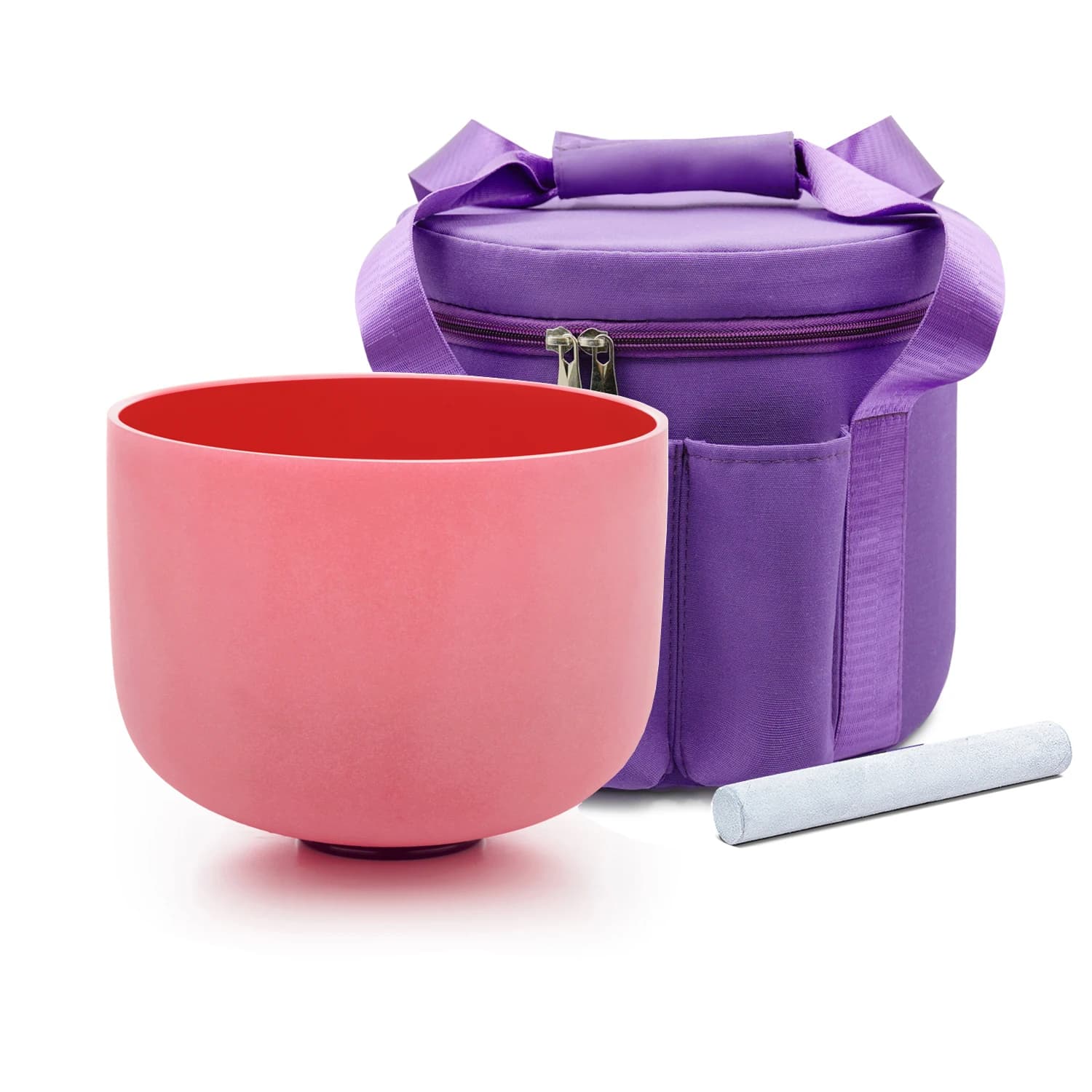 Hye-eun Red Color 12 inch C Note 432hz/440hz Frosted Crystal Singing Bowl Root Chakra for Sound Healing with Purple Bga