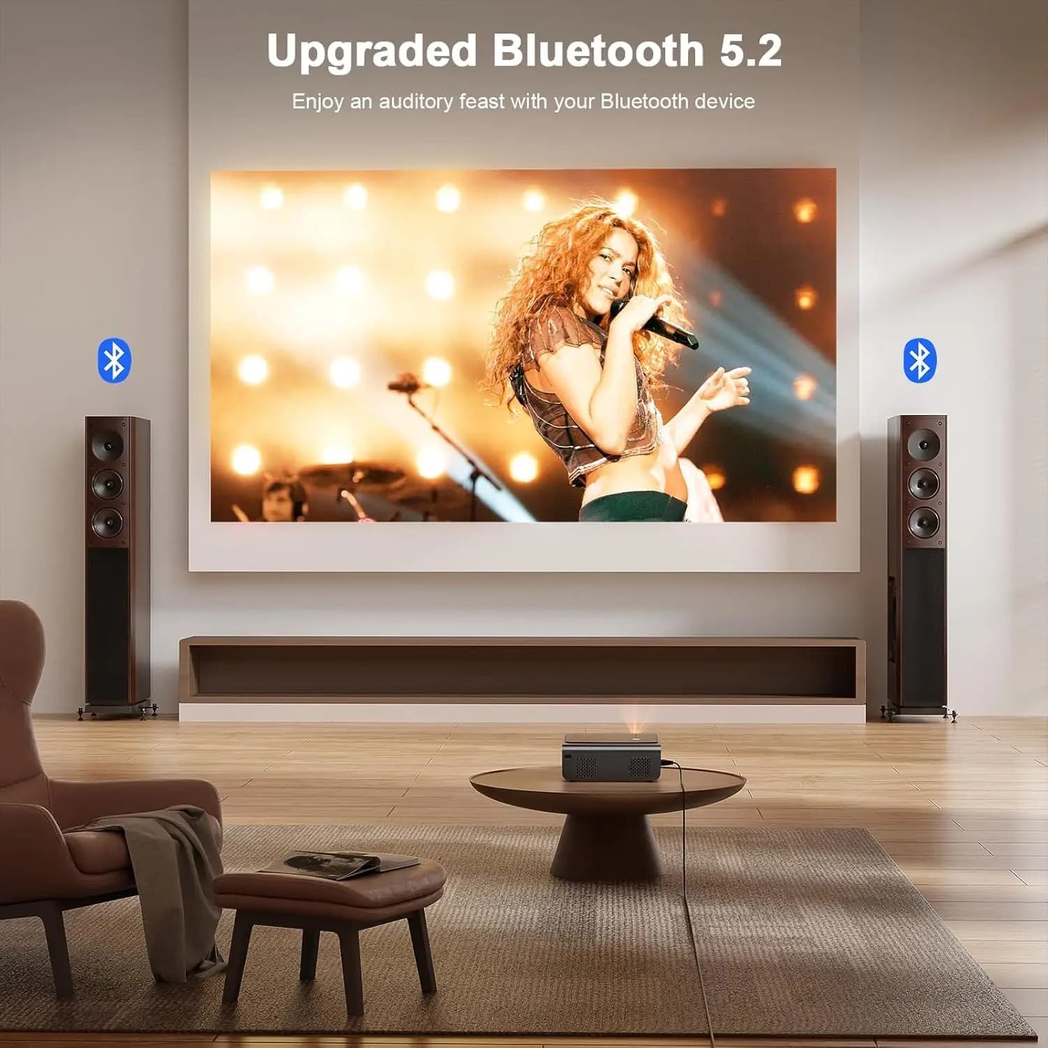 Mini Proiettore Aggiornato 2026 con Autofocus Full HD 1080P, Proiettore Home Theater con App Integrate Compatibile con Smartphone e TV