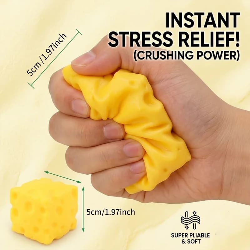 Cubo di Formaggio Modellabile Anti-Stress, Giocattolo Sensoriale ASMR, Regalo di Compleanno per Bambini