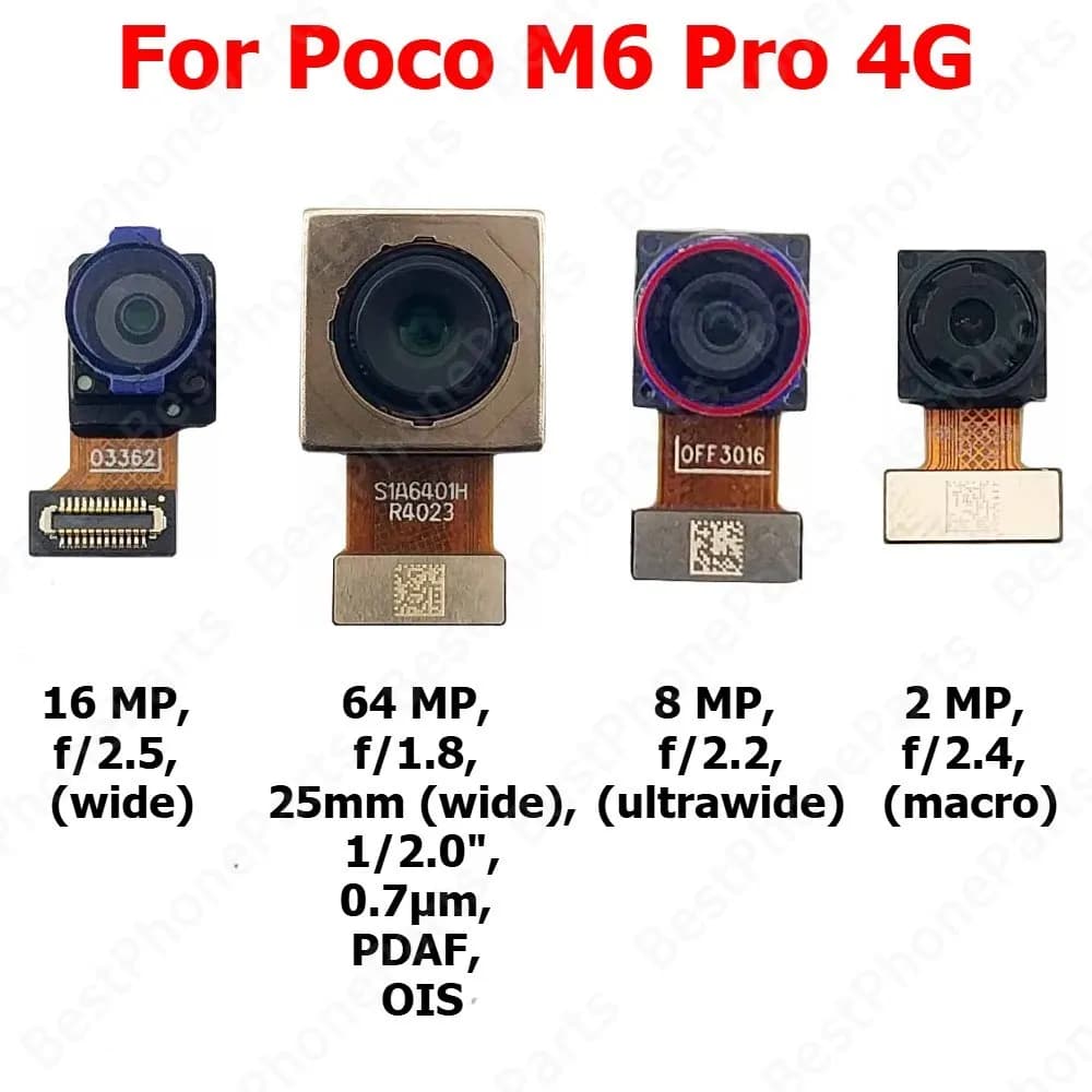 Fotocamera Per Xiaomi Poco M6 Pro 4G PocoM6 M6Pro Posteriore Posteriore Frontale Frontale Selfie Modulo Fotocamera Posteriore Parti Del Telefono Mobile