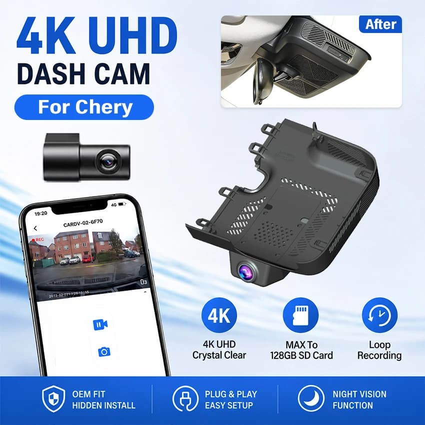 Plug and Play HD 4K WiFi Car DVR For Chery Explore 06 2024-2026 For Chery Jaecoo J7 2024-2026 Video Recorder Dash Cam DashCam