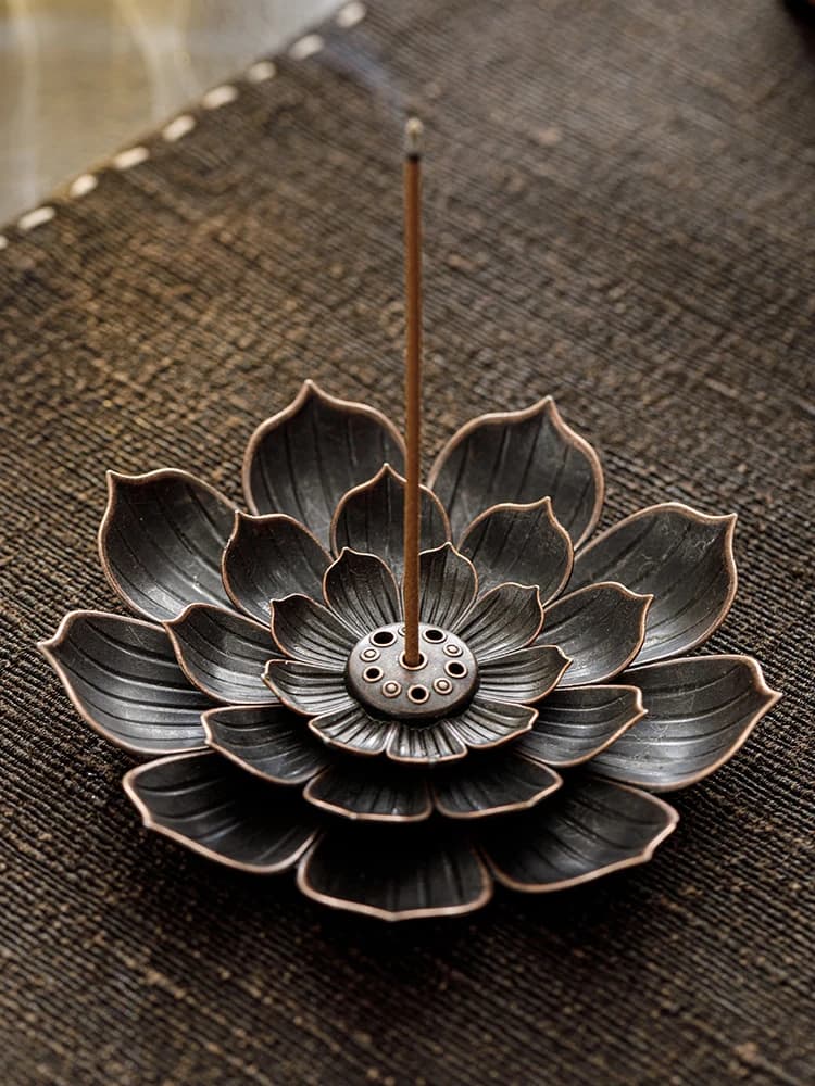 2in1 lega di incenso Bburner metallo legno di sandalo porta bastoncini buddista Zen loto bastone porta incenso ornamento