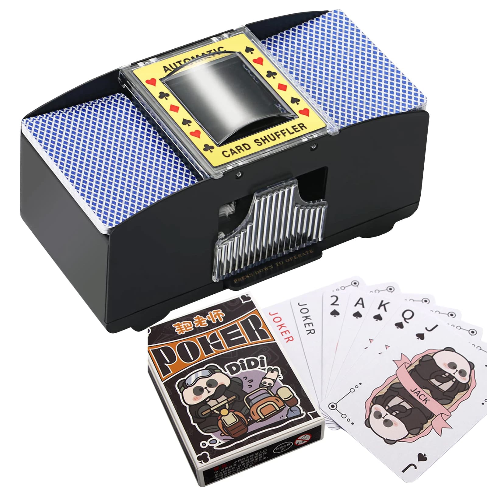 Mescolatore e Distributore Automatico di Carte 2-in-1 per 2 Mazzi, Alimentato a Batteria per Texas Hold'em e Giochi da Tavolo